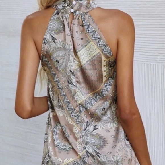 Boho paisley print button back halter top - Picture 14 of 16